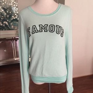 Wildfox Mint Sweater with “Famous” print sz M